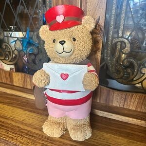 Cute Teddy Bear Figurine with Heart Details